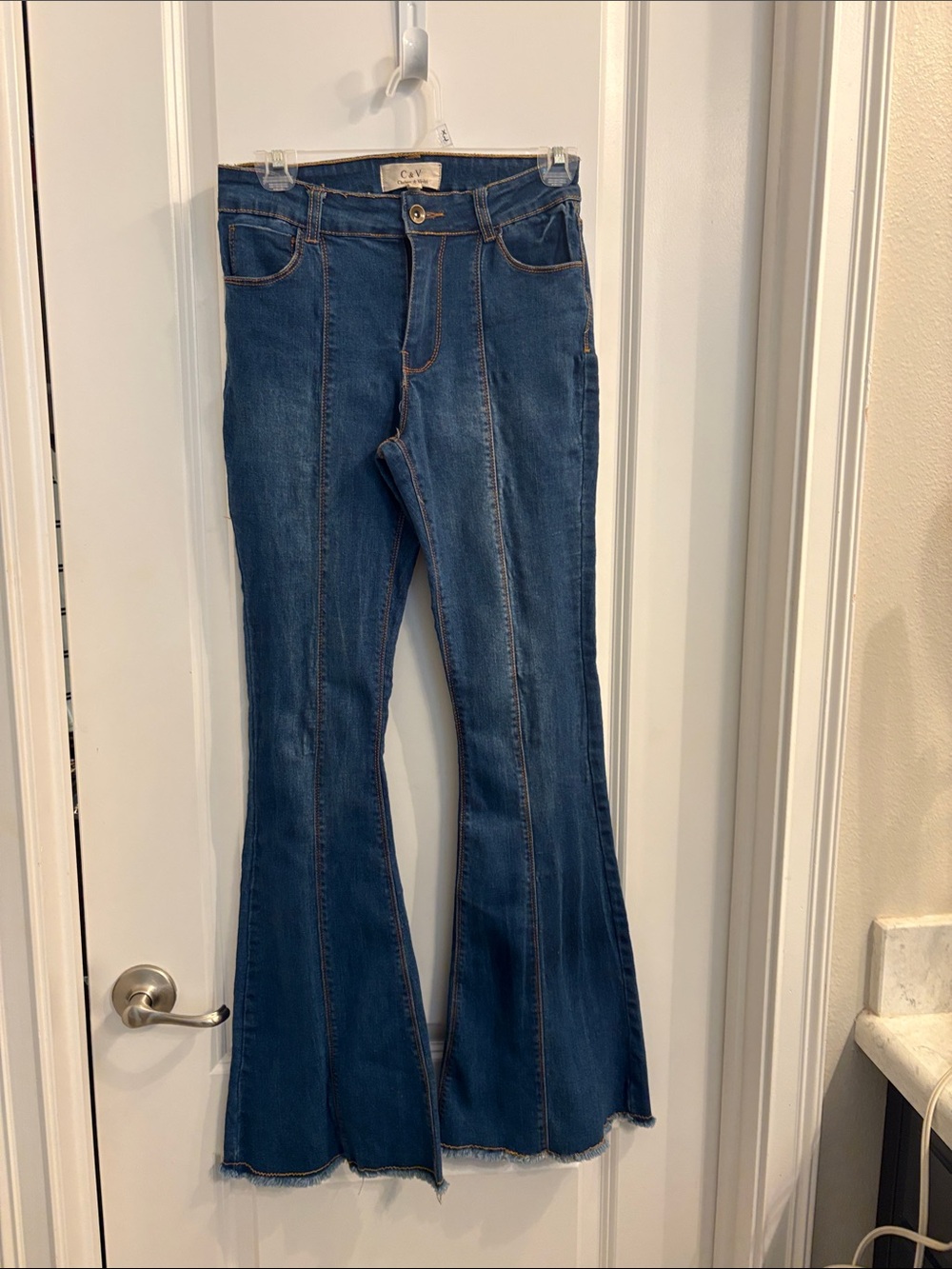 Chelsea & Violet Dark Blue High-Rise Flare Jeans